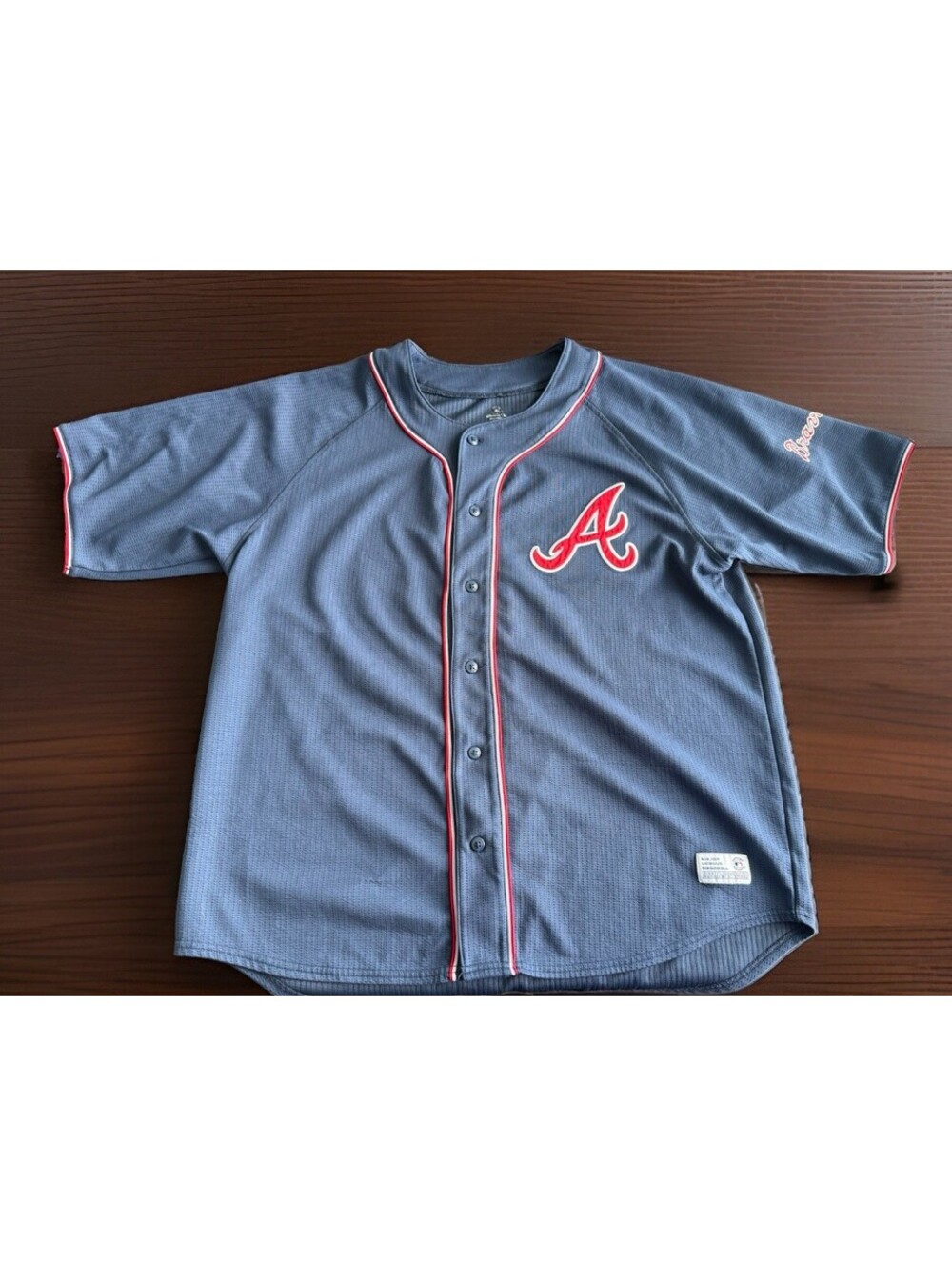 Dynasty Genuine MLB Atlanta Braves Men’s 2XL Full Button Navy Baseball Jersey